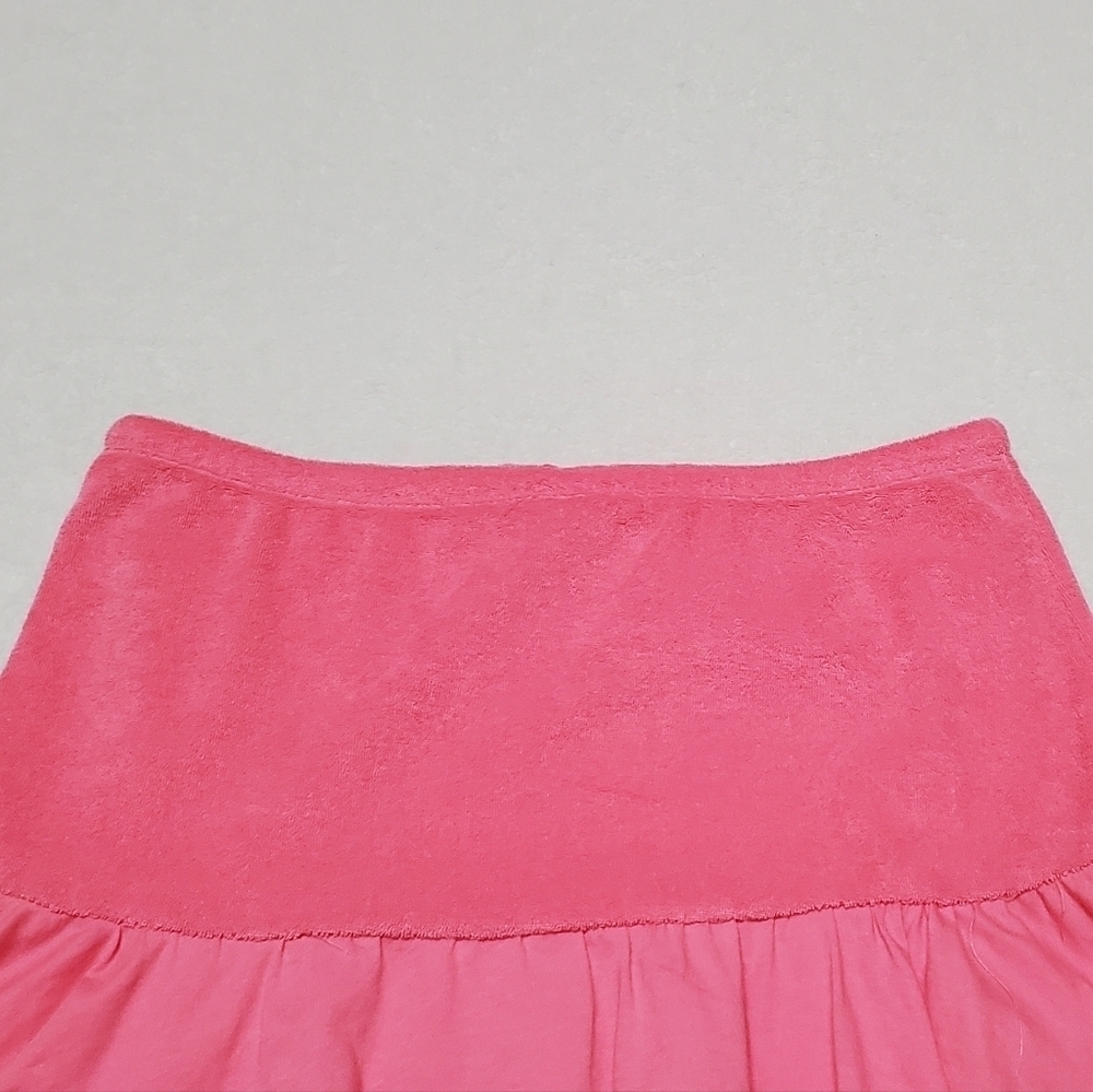 90s Vintage Maurices Bubblegum Pink Terrycloth Extra Low Rise Ultra Mini Skirt M - Picture 10 of 14